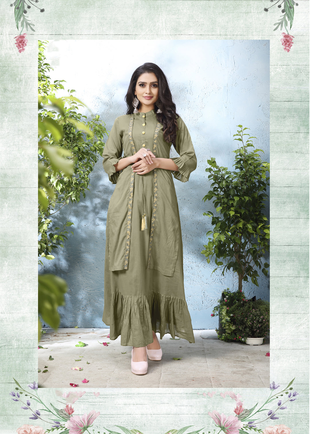 Designer kurti with Stylish Shrug