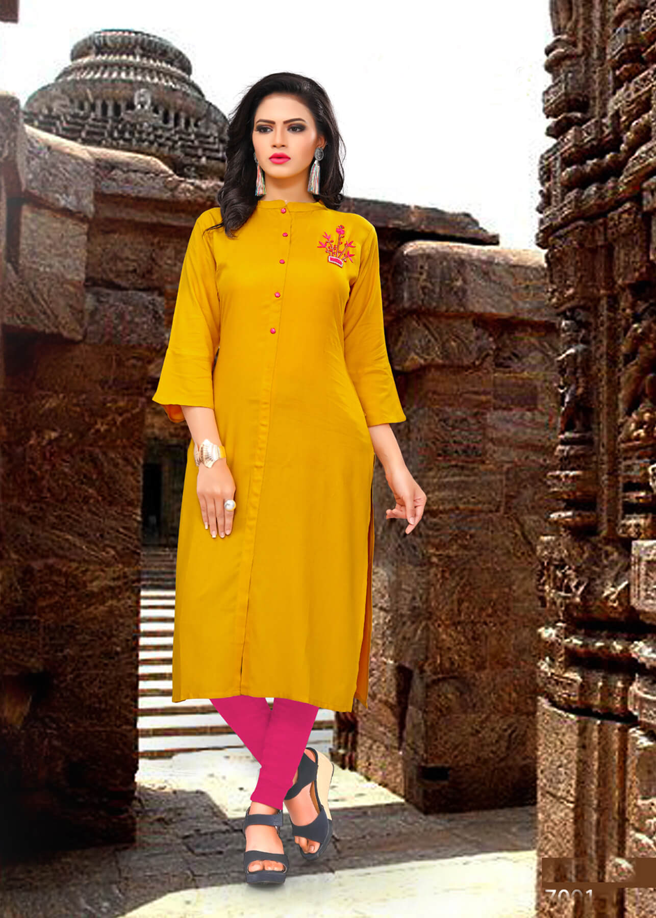 Sawan Yellow lehariya Straight Kurti with Pant & Dupatta – EverBloom