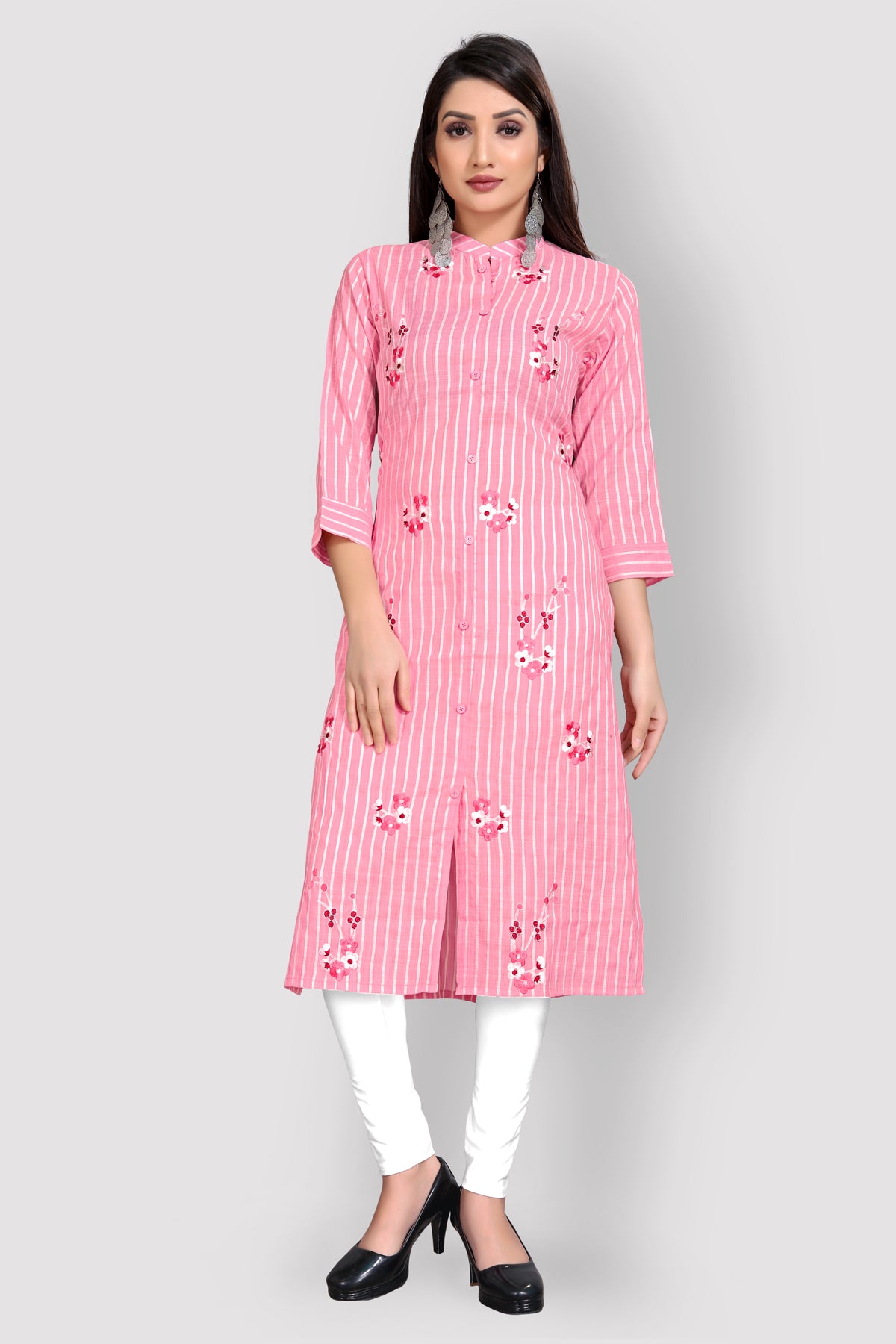 Buy Front slit cotton Kurta with Embroidery work