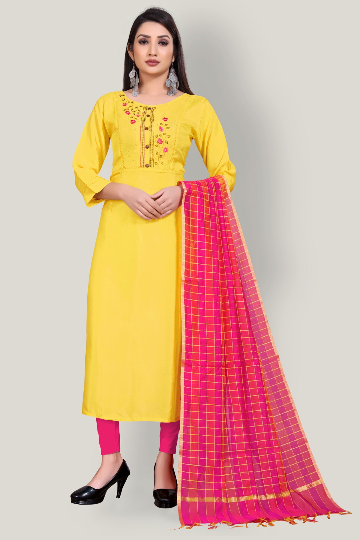 Buy Designer kurti with silk Dupatta