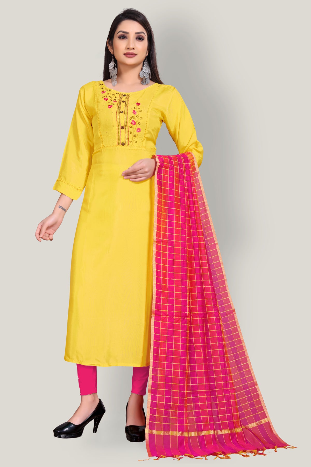 Buy Designer kurti with silk Dupatta