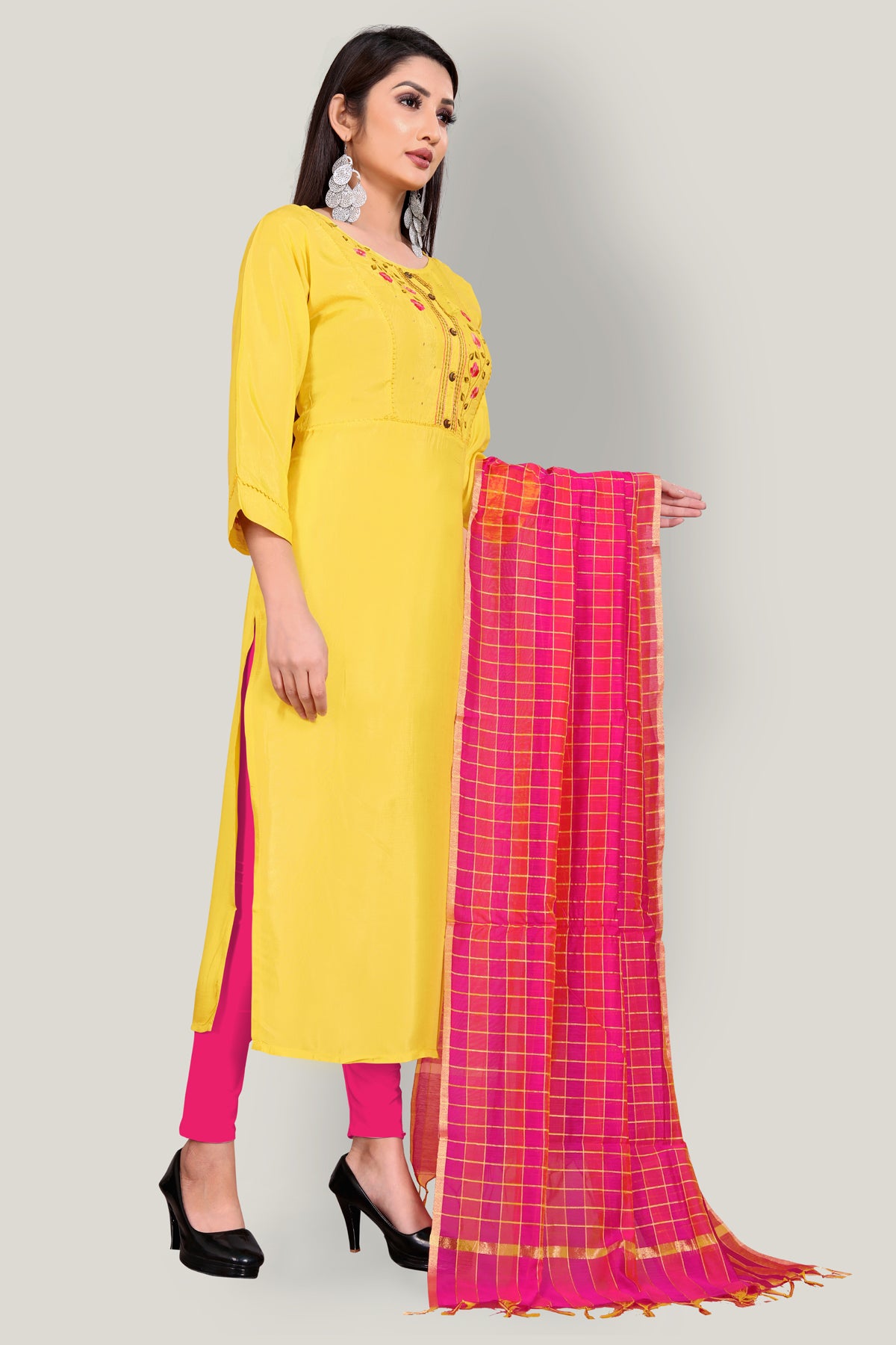 Buy Designer kurti with silk Dupatta