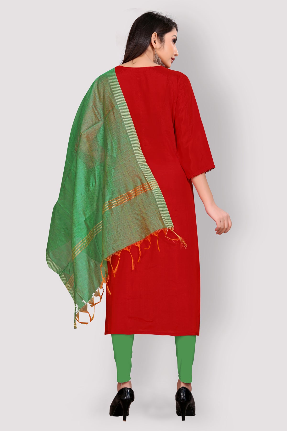 Buy Designer Red kurti with silk Dupatta