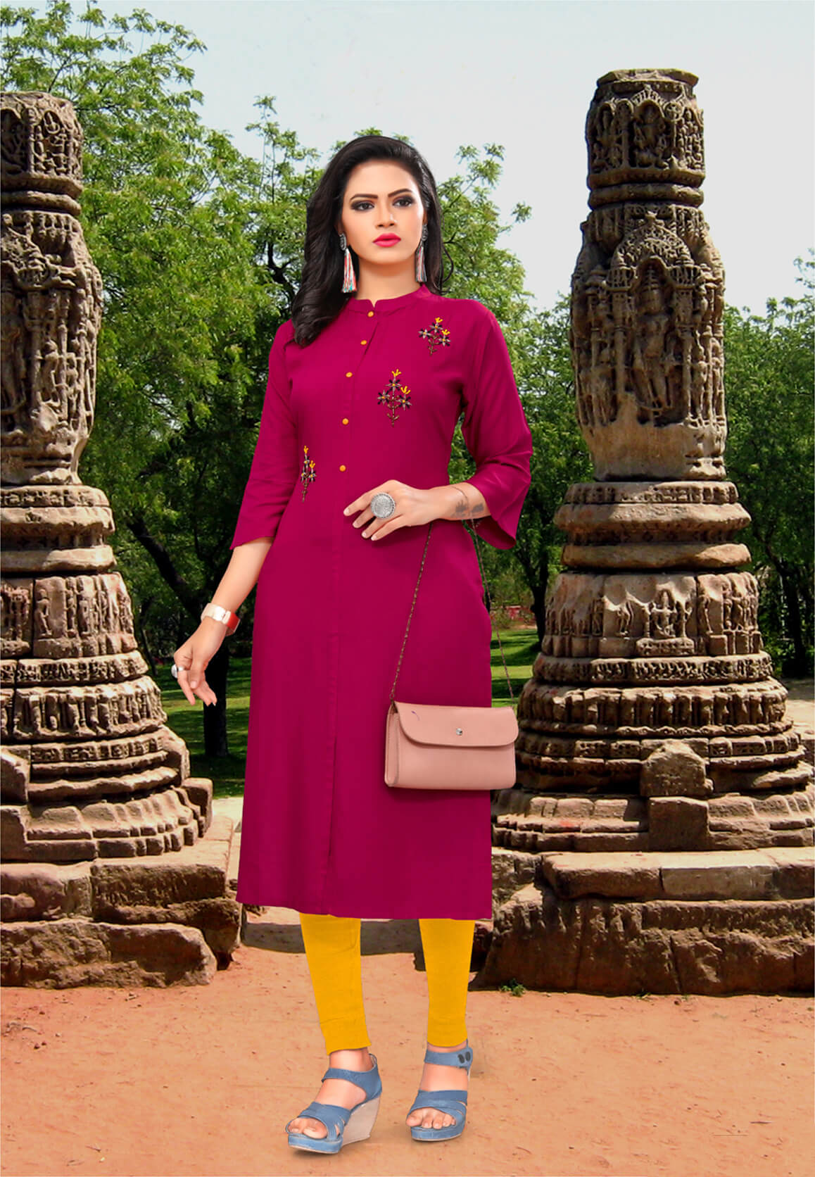Buy Designer Purple kurti with stylish handwork
