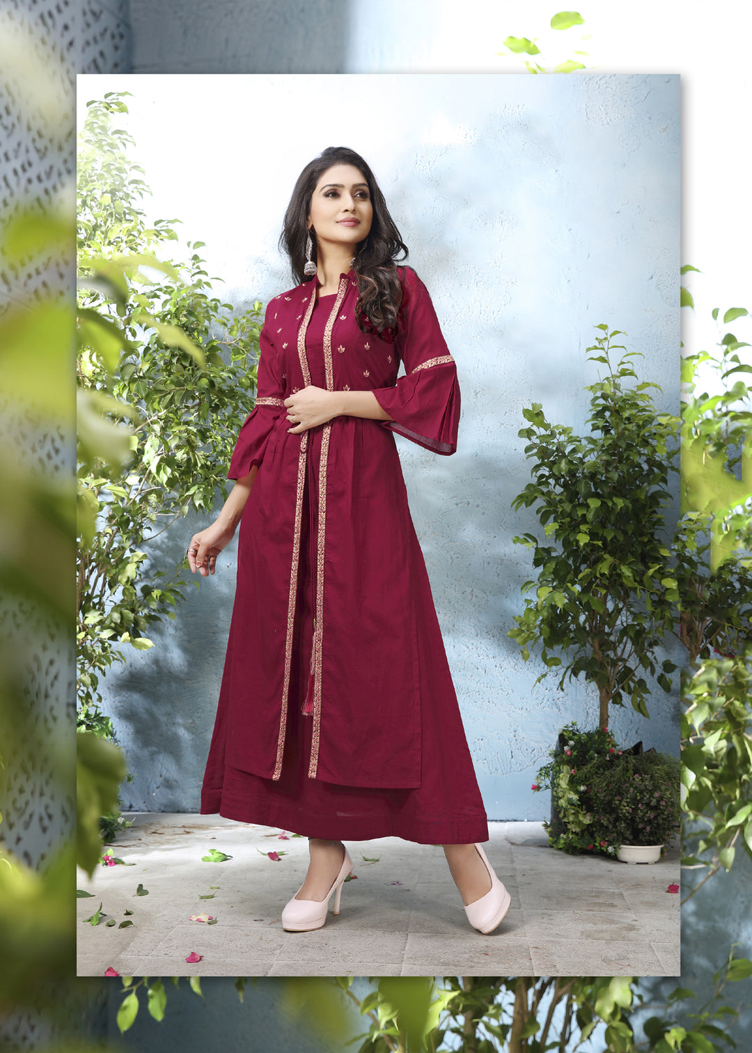 Designer kurti with Stylish Shrug