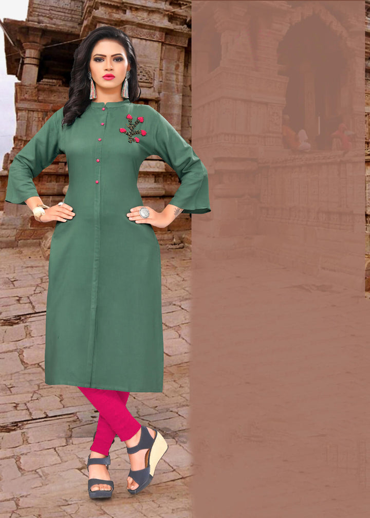 Designer Grey kurti with stylish handwork