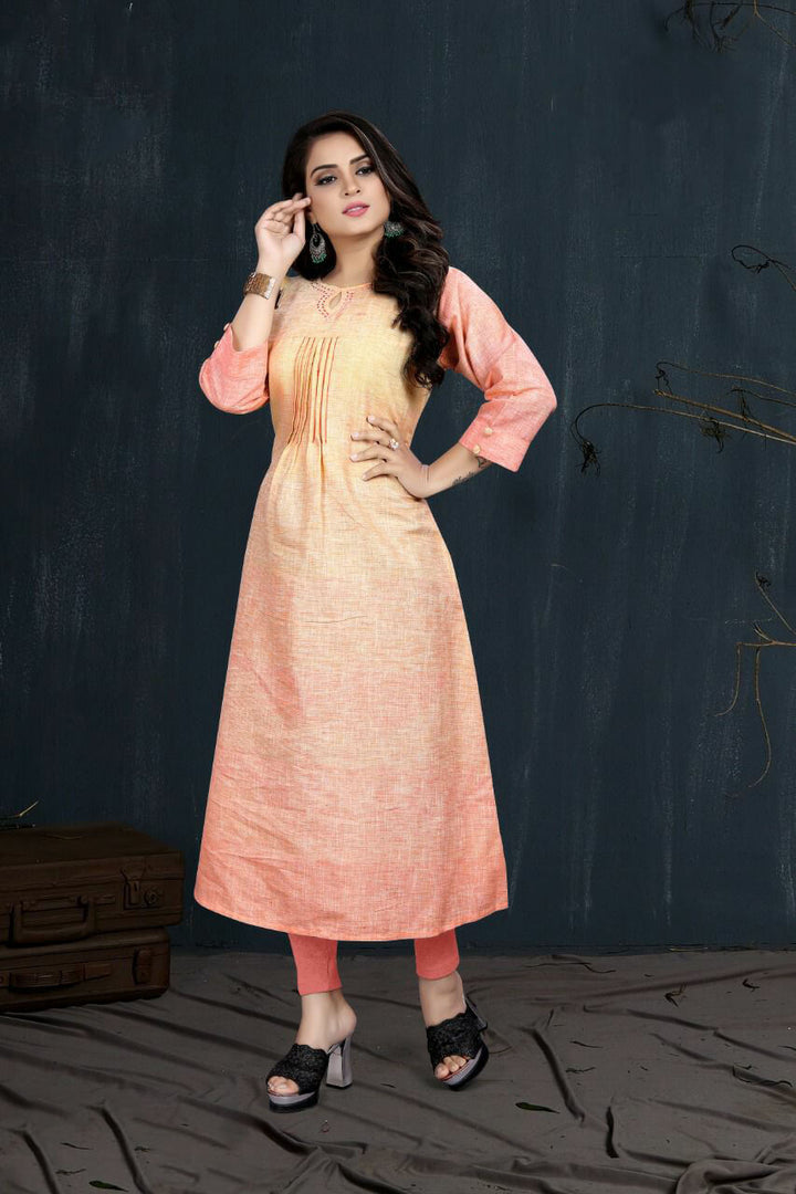 Buy A-Line Cotton Kurta with handwork