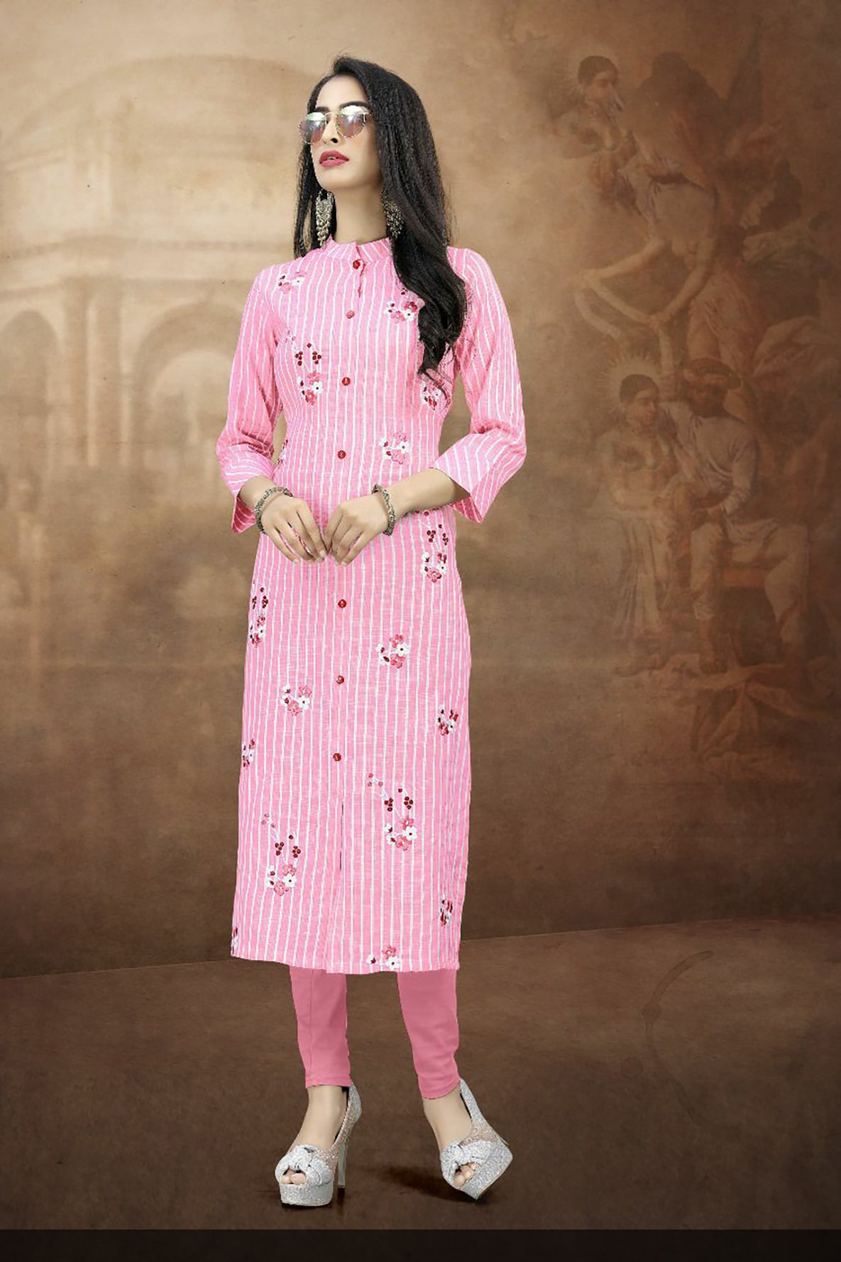 Buy Front slit cotton Kurta with Embroidery work