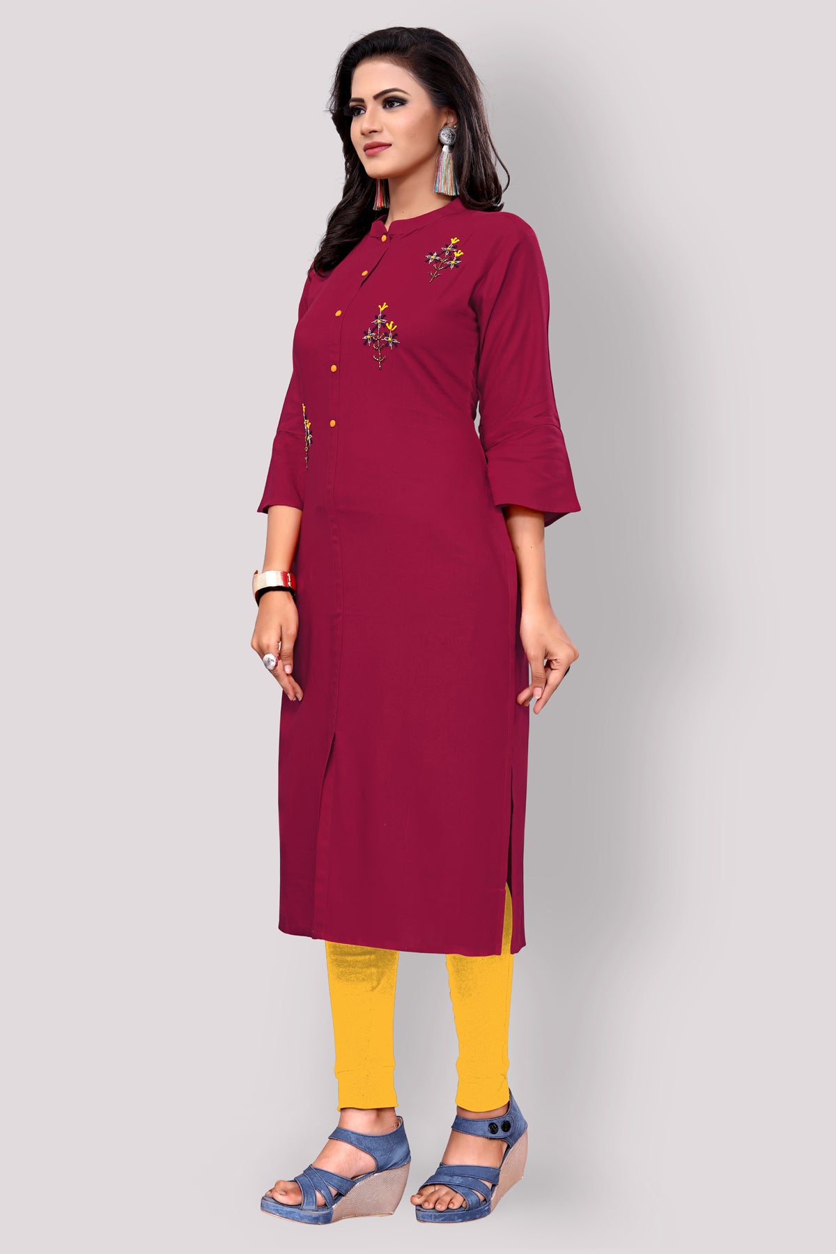Buy Designer Purple kurti with stylish handwork