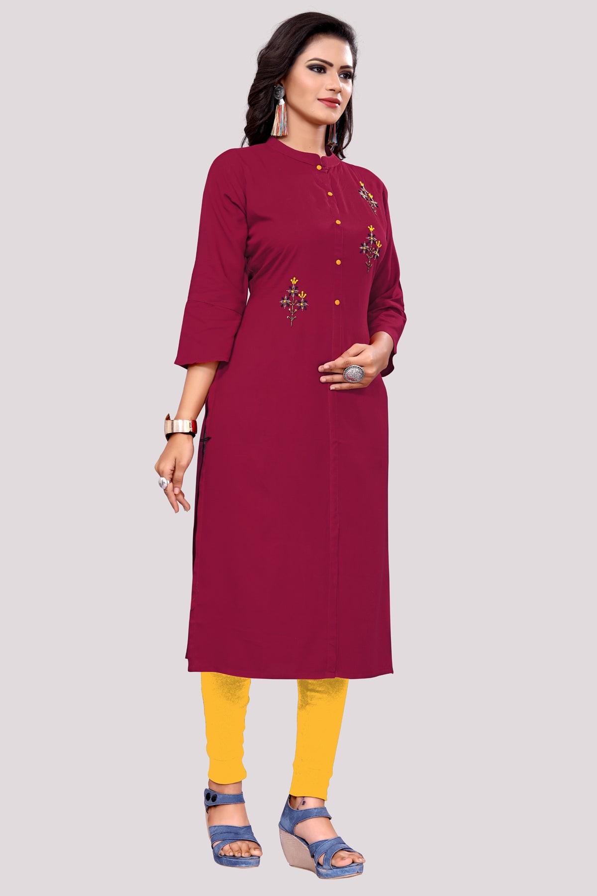 Buy Designer Purple kurti with stylish handwork