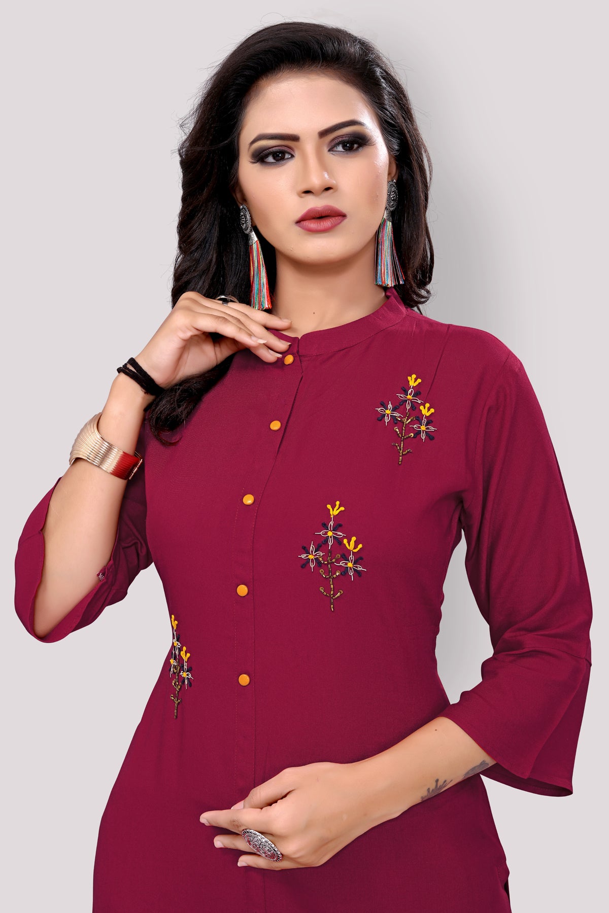 Buy Designer Purple kurti with stylish handwork