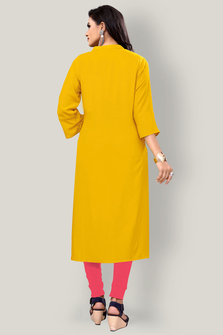 Buy Designer Yellow kurti with stylish handwork