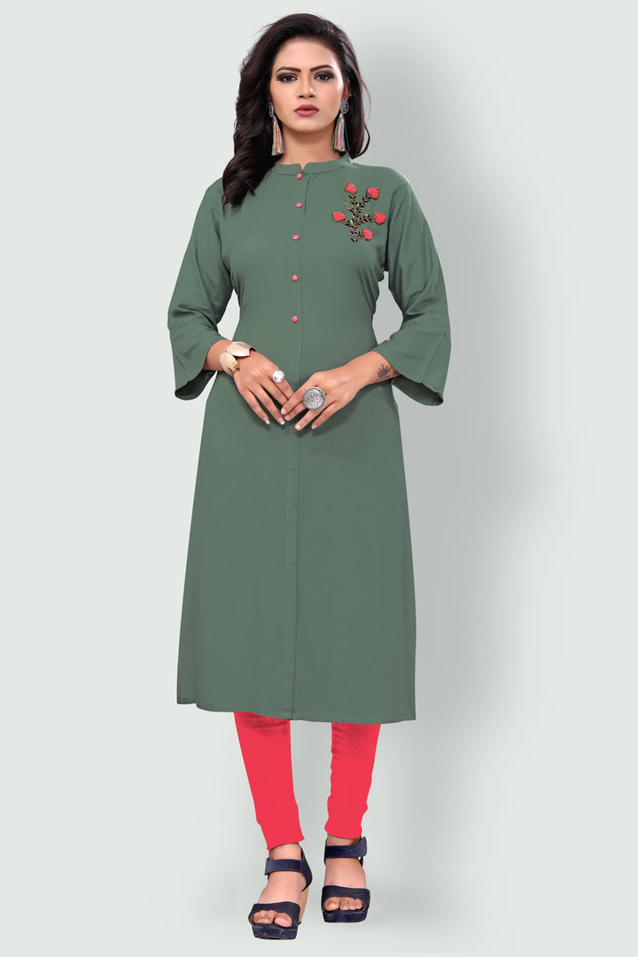 Designer Grey kurti with stylish handwork