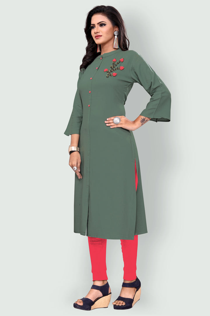 Designer Grey kurti with stylish handwork