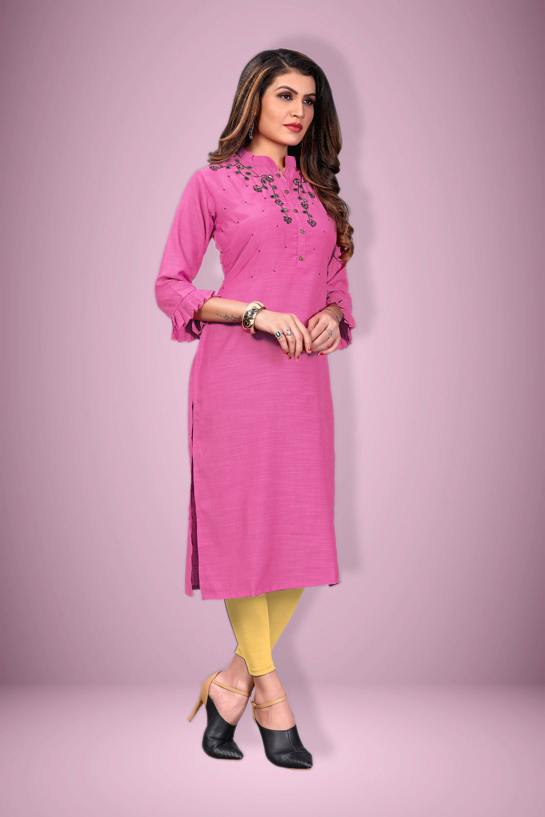 Buy Purple Silk kurti with stylish handwork