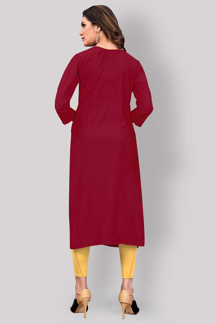 Buy Maroon Silk kurti with stylish handwork