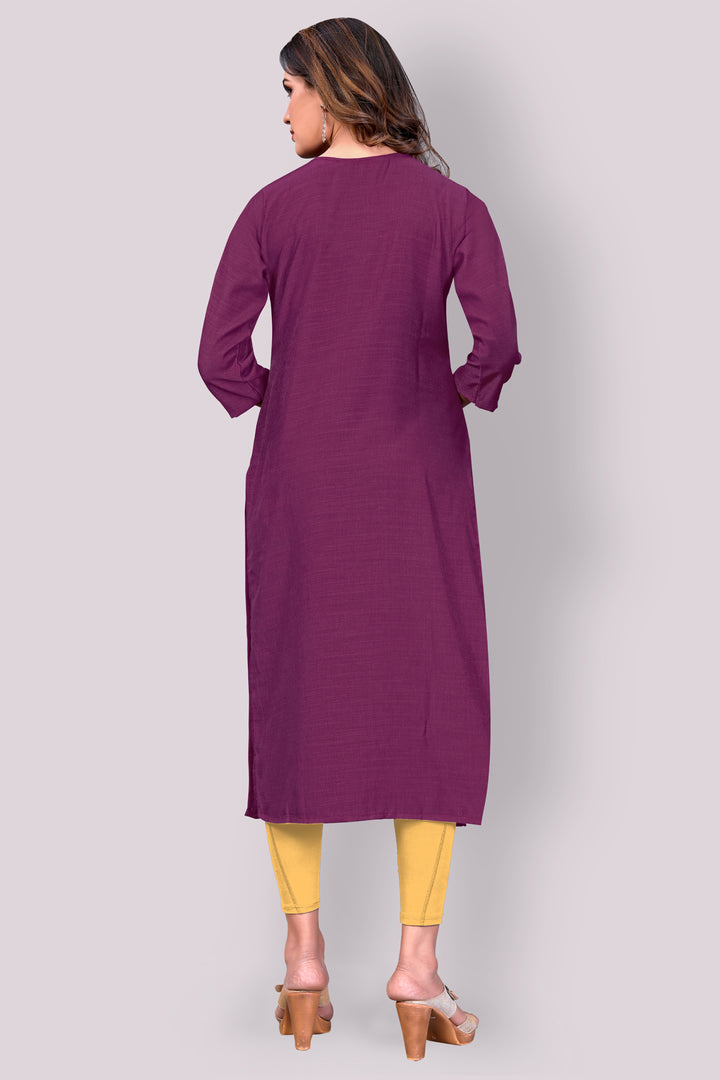 Dark Purple Silk kurti with stylish handwork