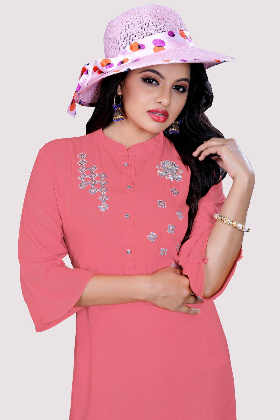 Rayon Kurta with attractive embroidery work