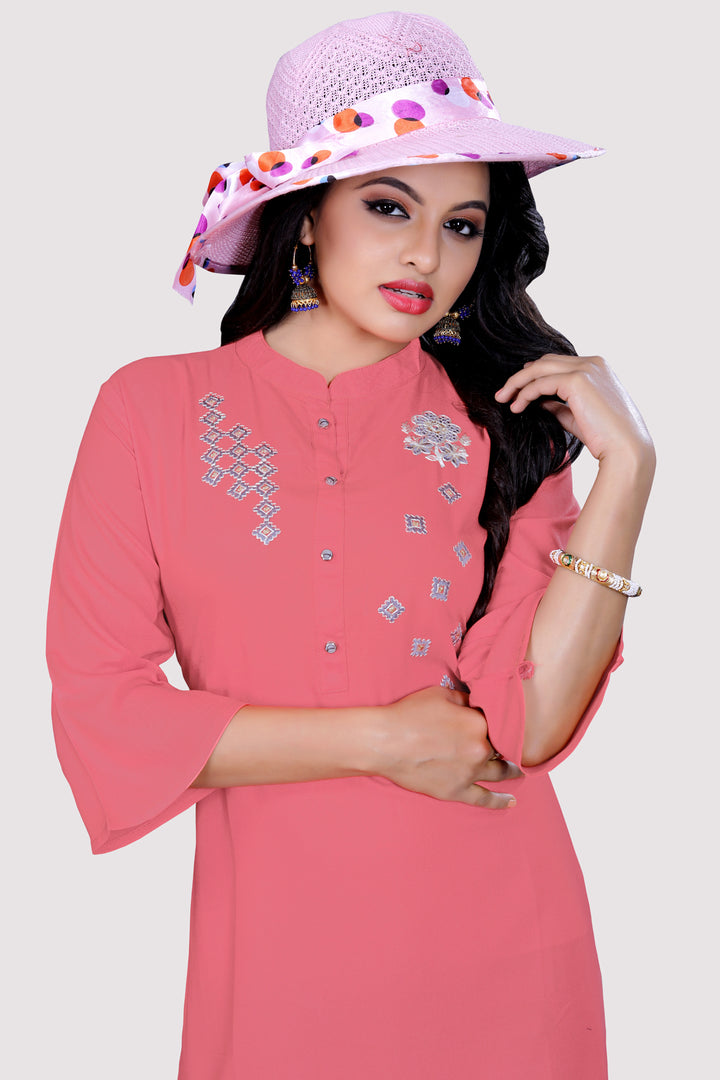 Rayon Kurta with attractive embroidery work