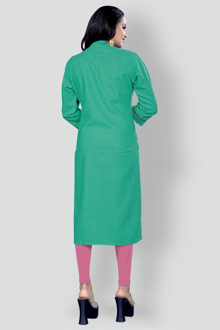 Embroidered cotton Teal Kurta