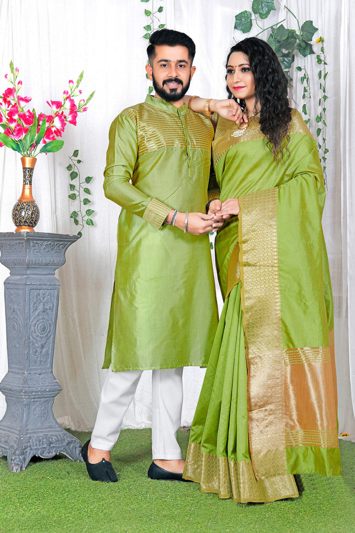Lovely Couple Dress Silk Saree & Kurta