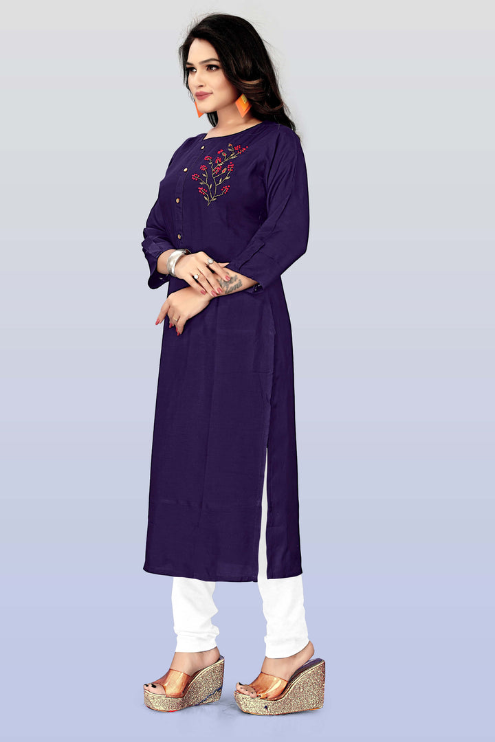 Buy Designer Silk Blue kurti with stylish handwork