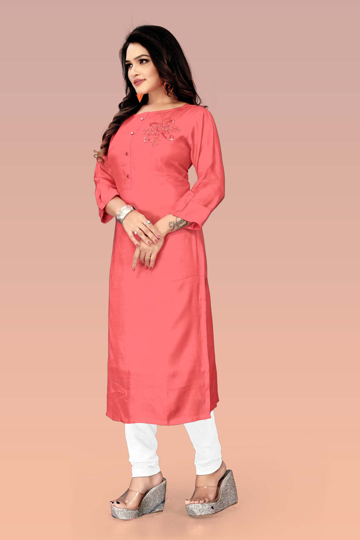 Buy Designer Silk kurti with stylish handwork