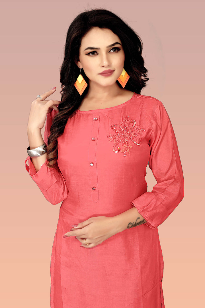 Buy Designer Silk kurti with stylish handwork