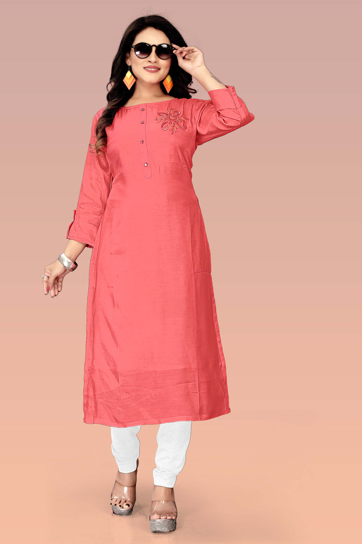 Buy Designer Silk kurti with stylish handwork