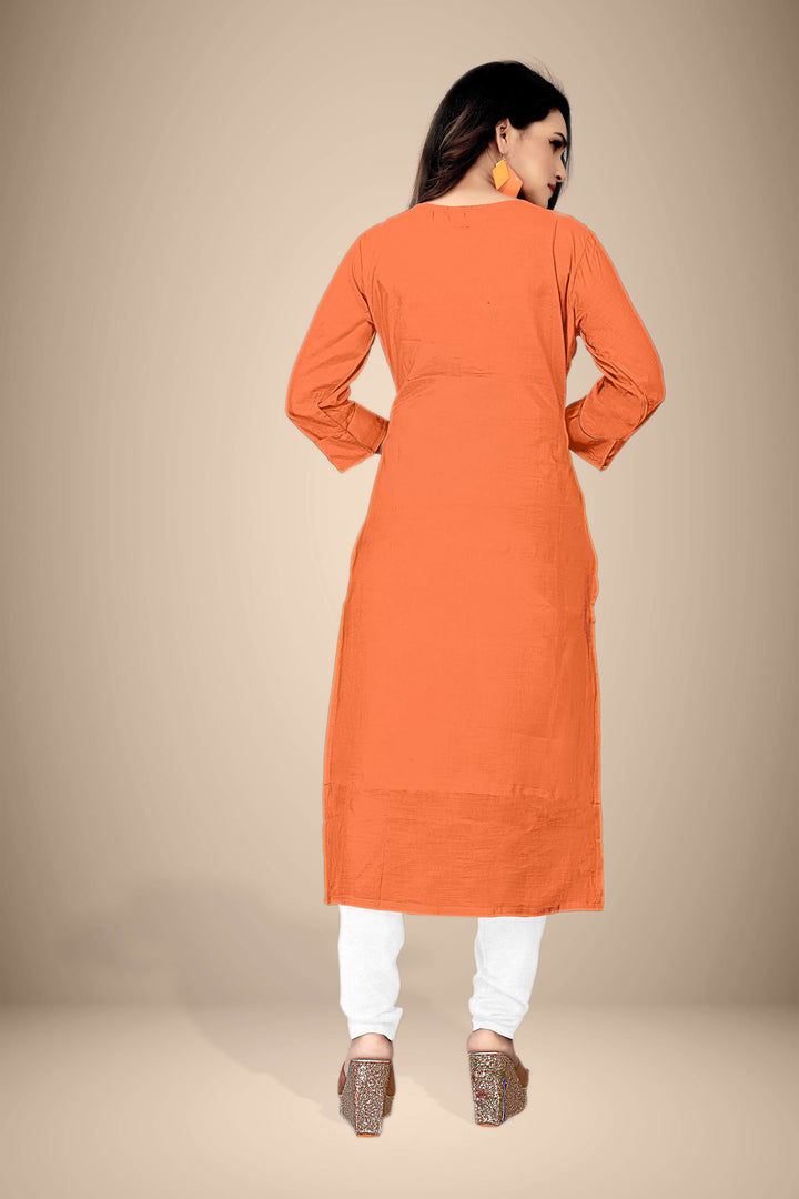 Buy Designer Silk Peach kurti with stylish handwork