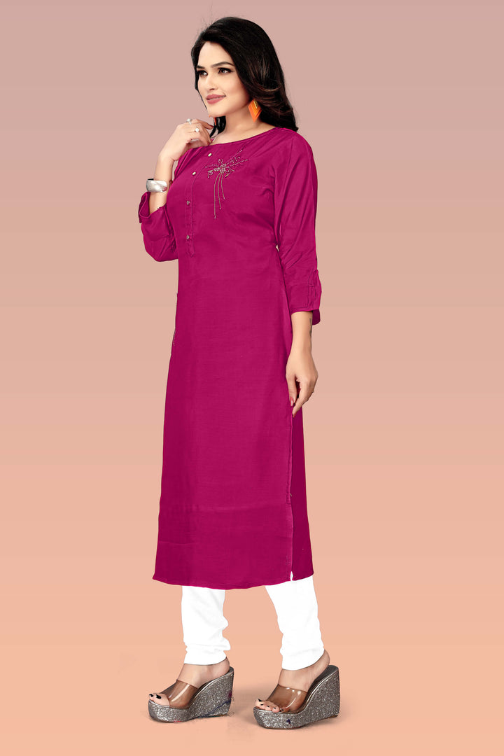 Buy Designer Silk Purple kurti with stylish handwork