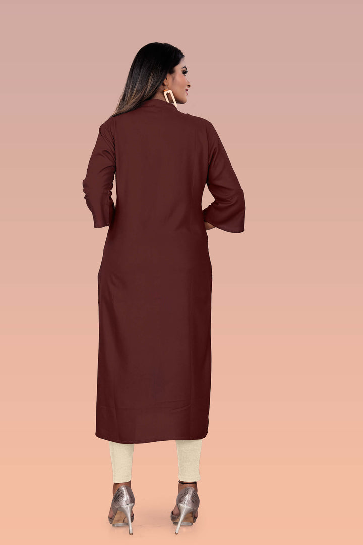 Designer Brown kurti with stylish handwork