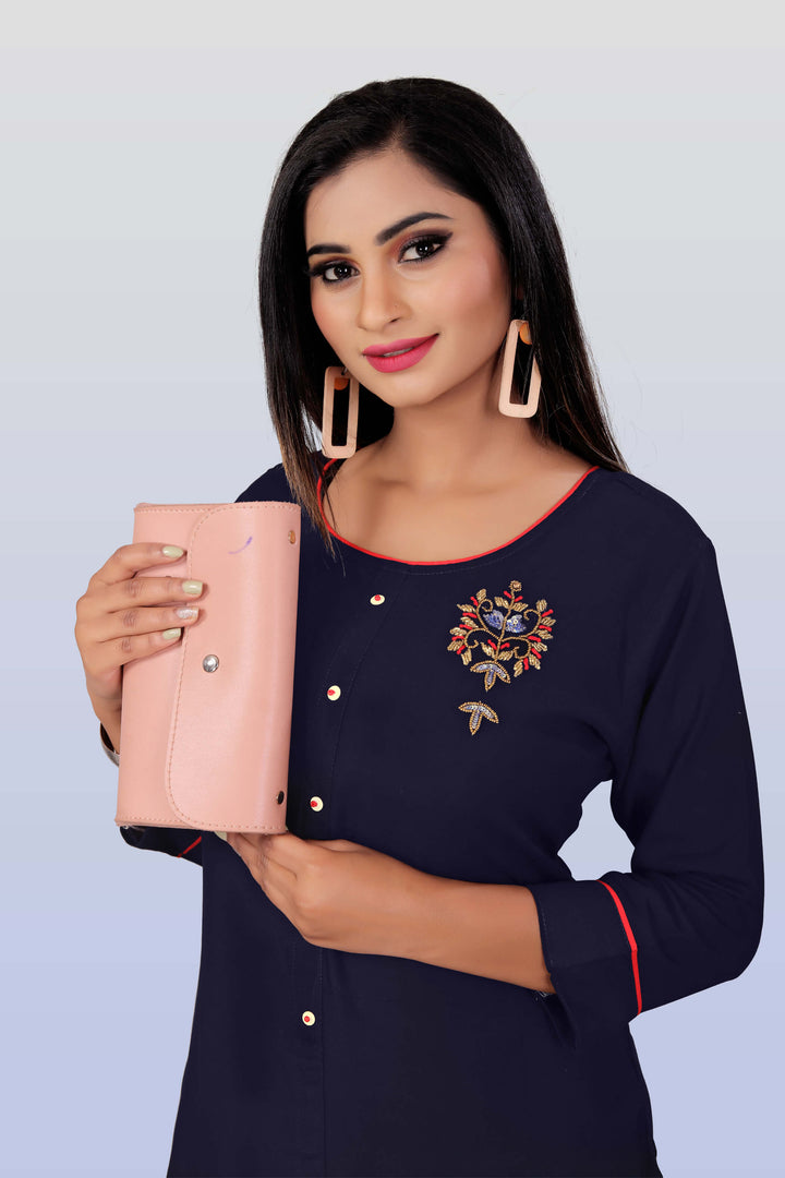 Designer Blue kurti with stylish handwork