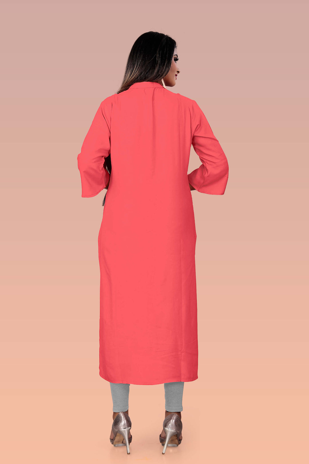 Stylish Pink kurti with stylish handwork