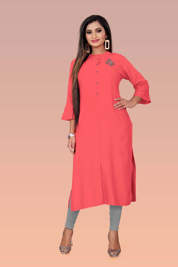 Stylish Pink kurti with stylish handwork