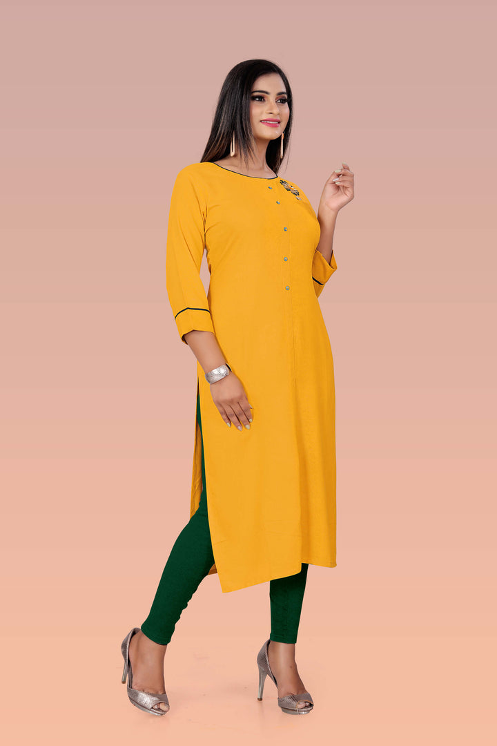 Stylish Yellow kurti with stylish handwork