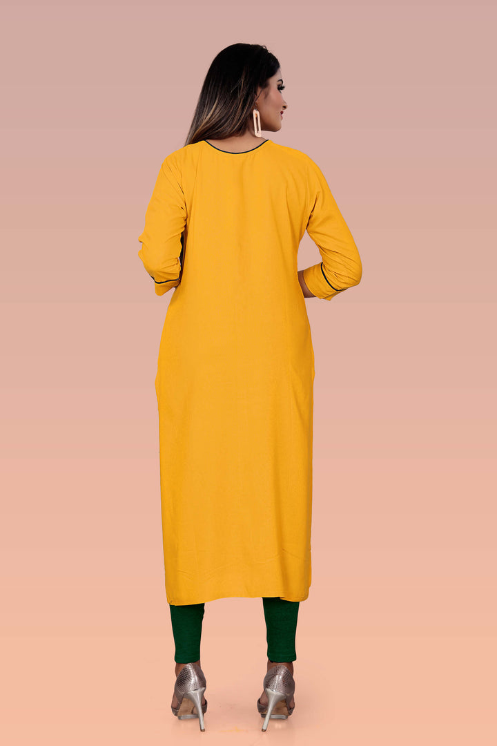 Stylish Yellow kurti with stylish handwork