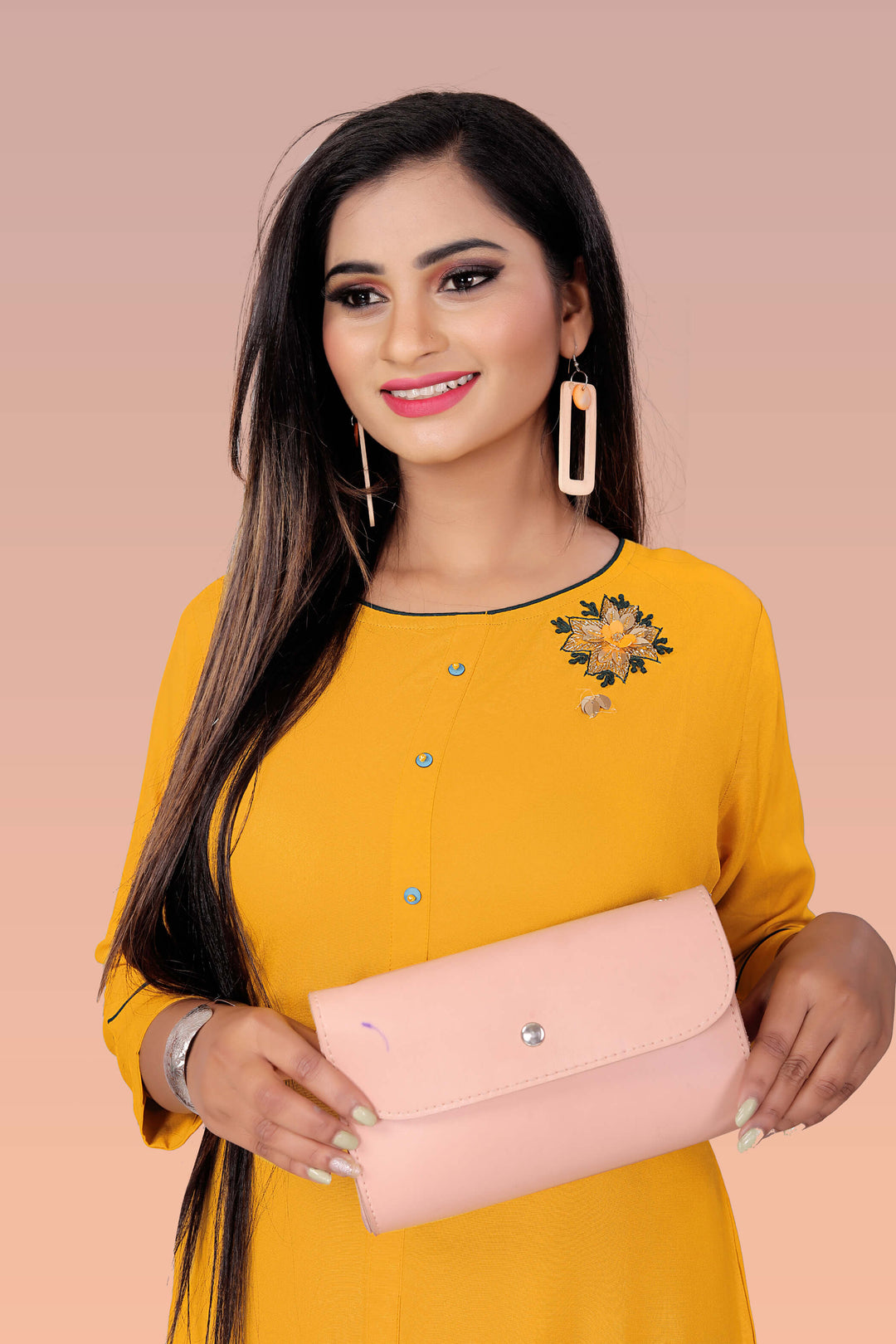 Stylish Yellow kurti with stylish handwork