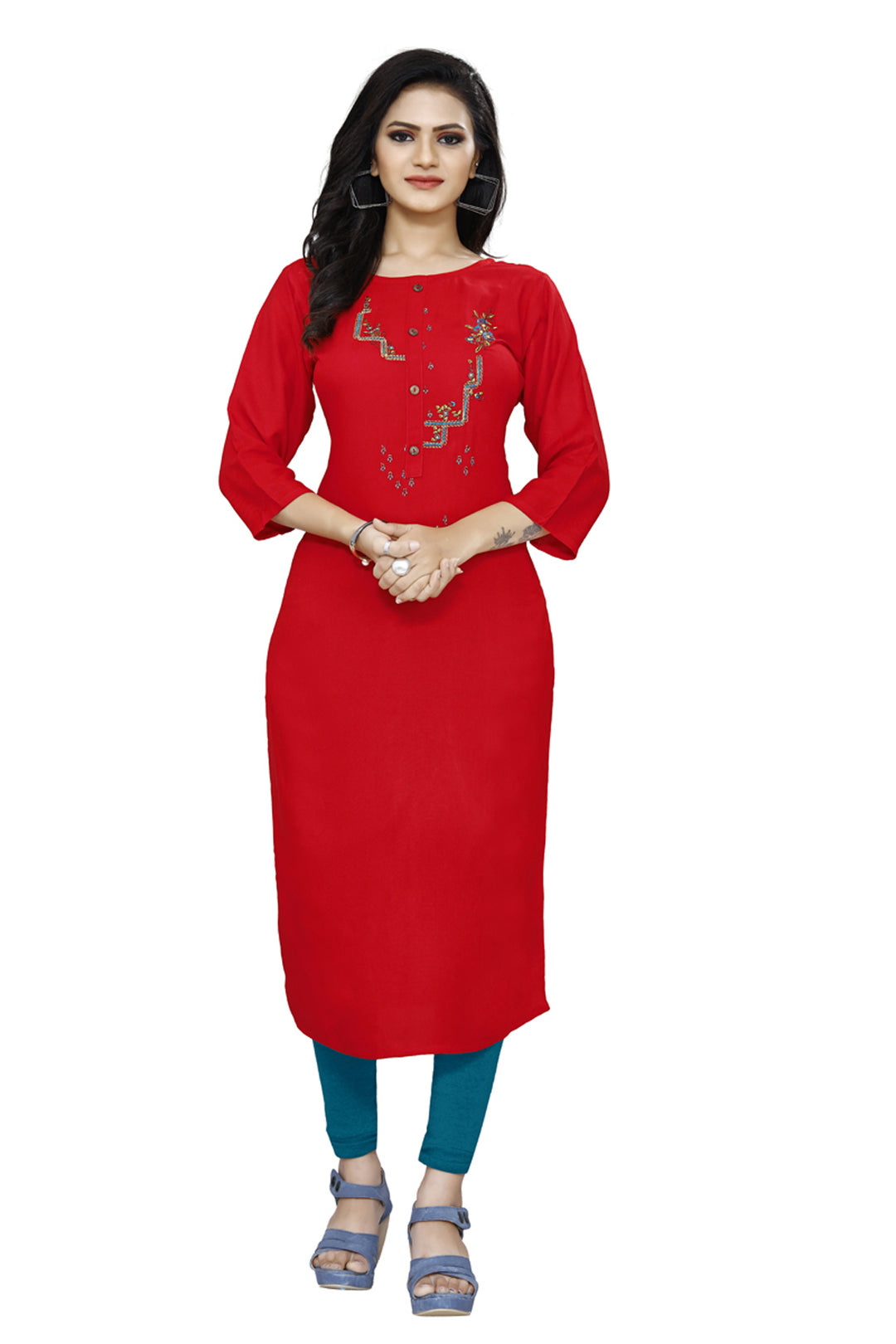 Designer kurti with stylish embroidery