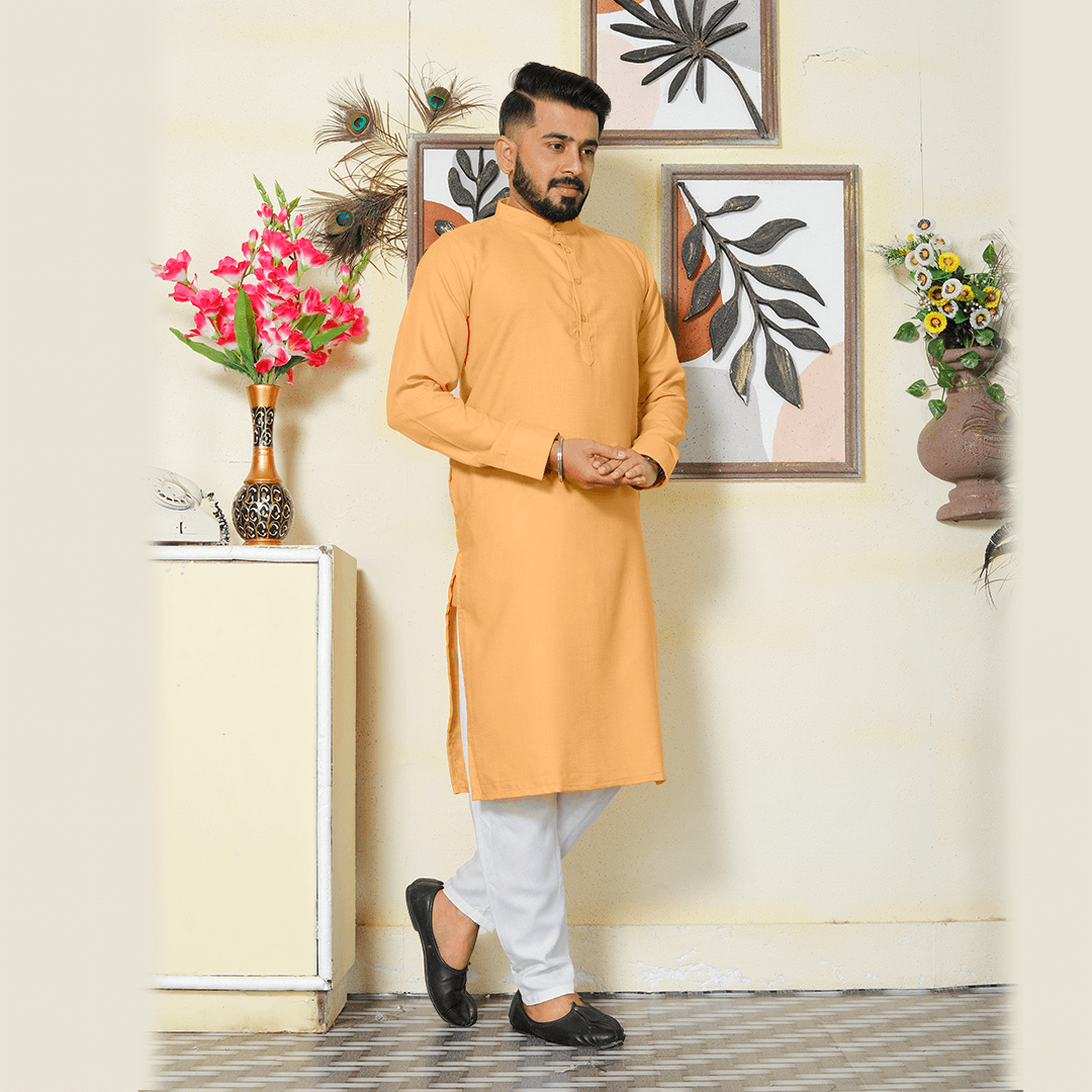 Ruby Mustard Yellow Couple Dress Cotton Kurta and Kurti
