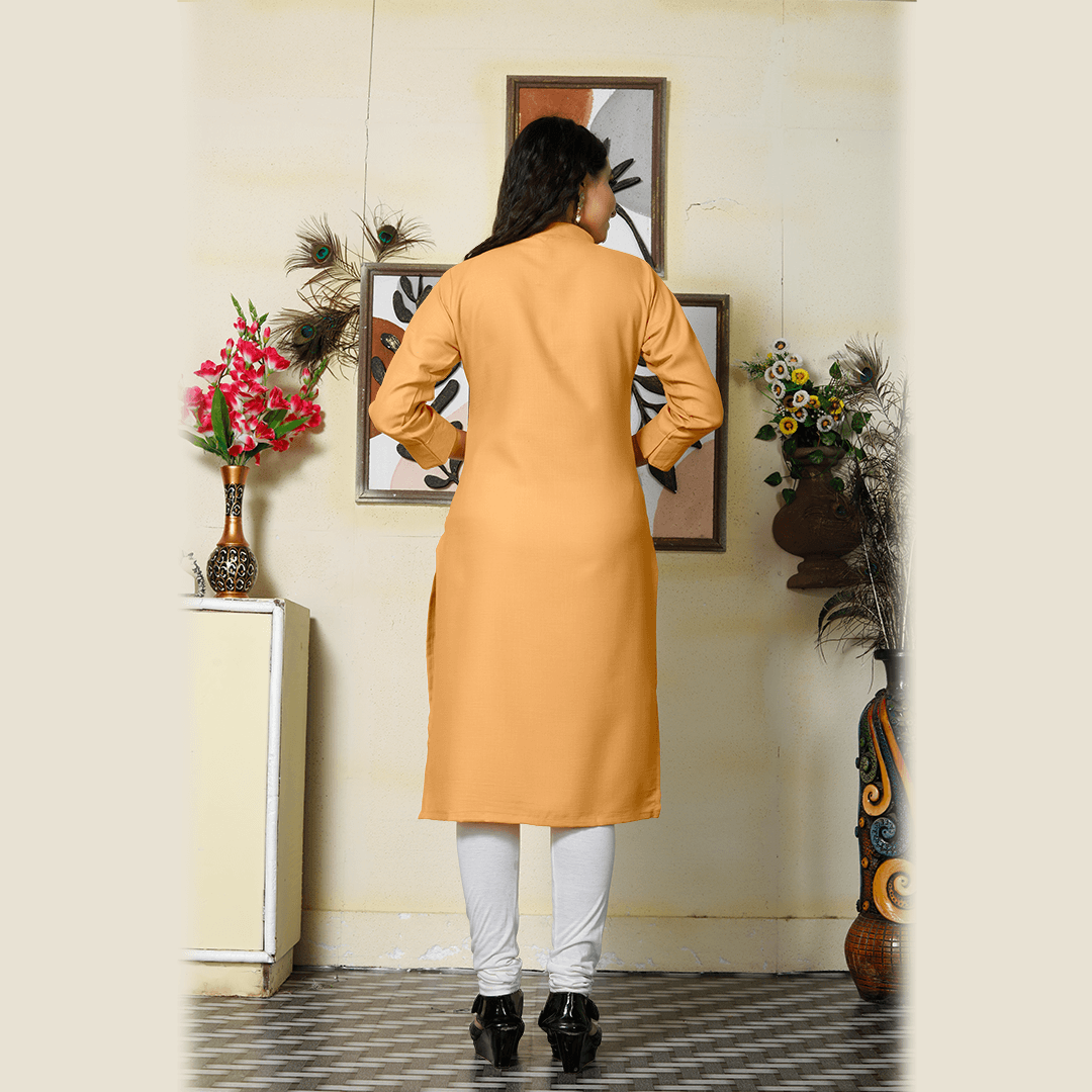 Ruby Mustard Yellow Couple Dress Cotton Kurta and Kurti