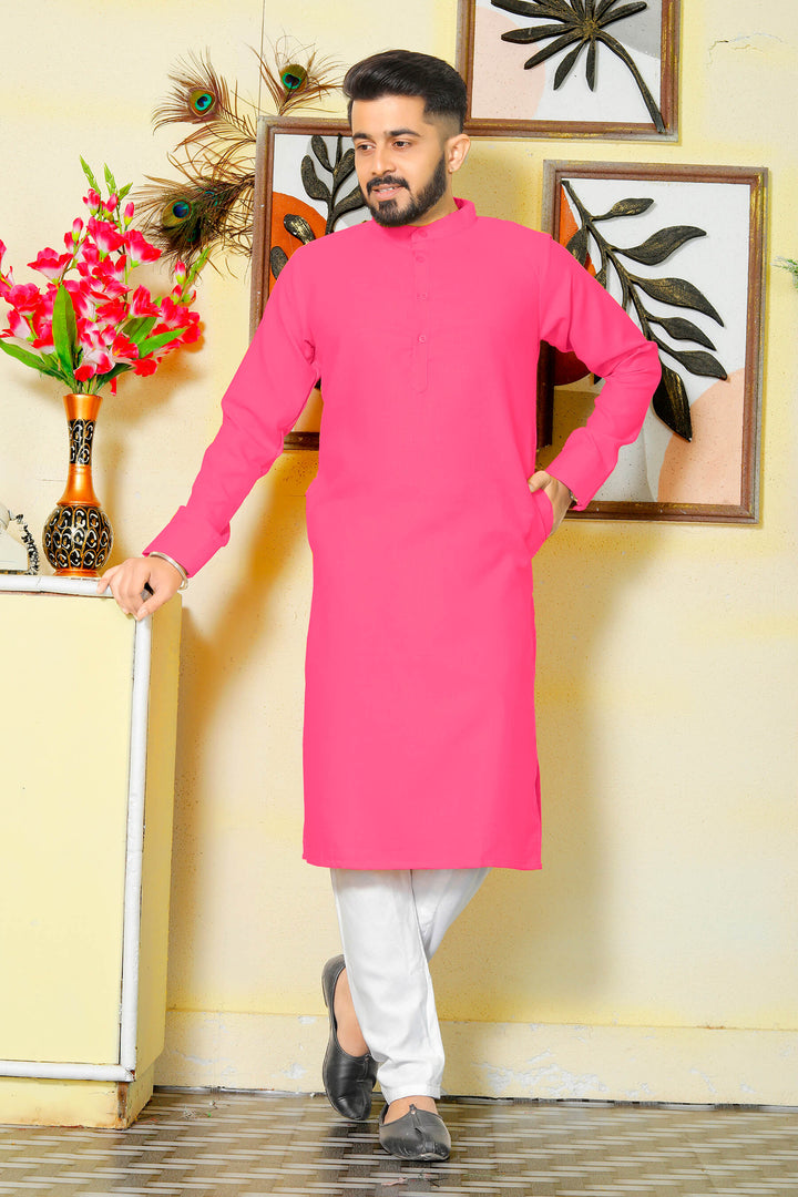 Couple dress Pink cotton Kurti and Kurta