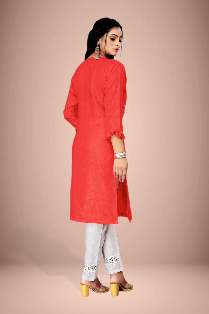 Designer kurti with stylish Coral embroidery Sringar