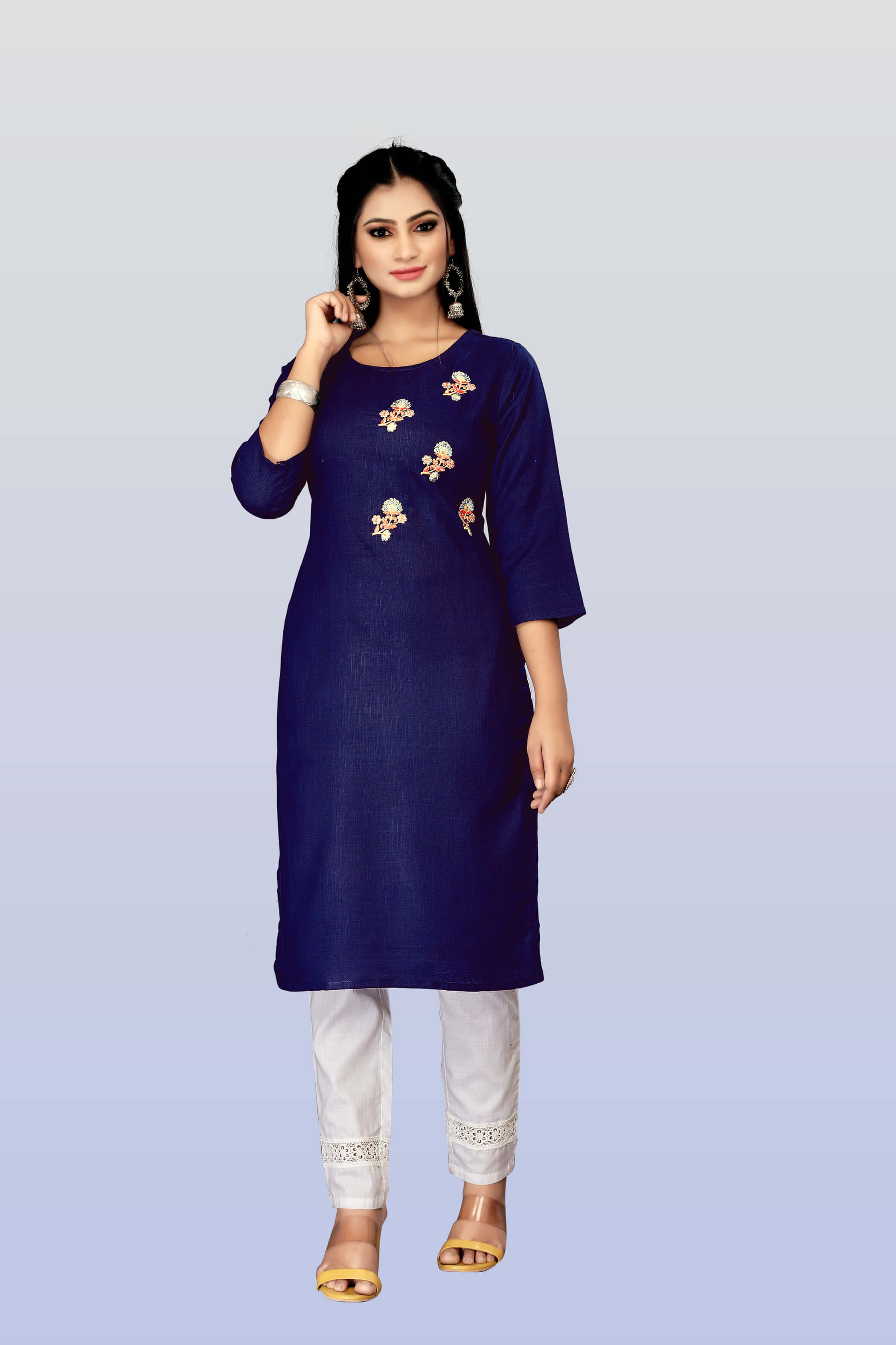 Cotton Embroidery Straight Kurta