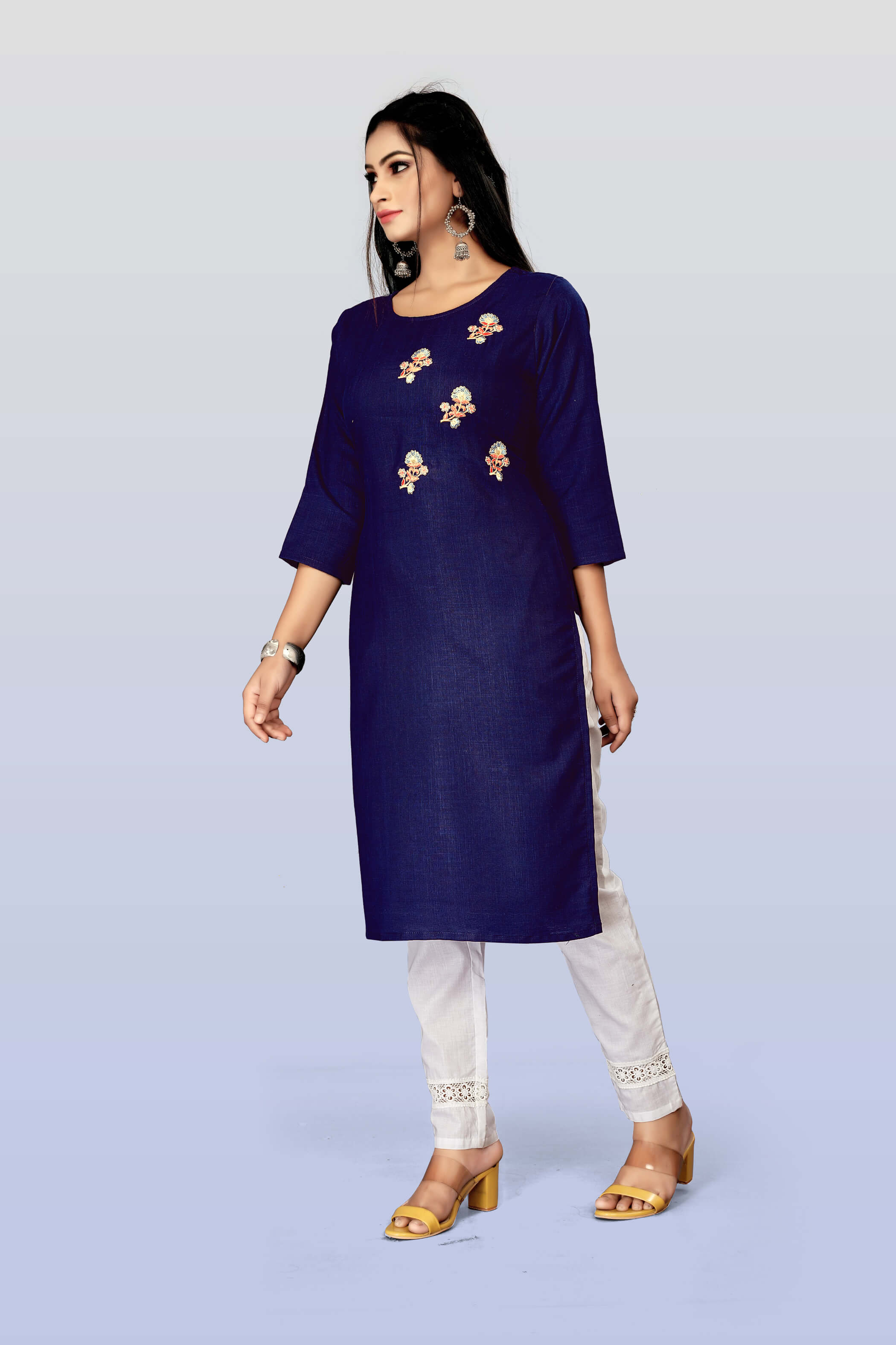 Cotton Embroidery Straight Kurta