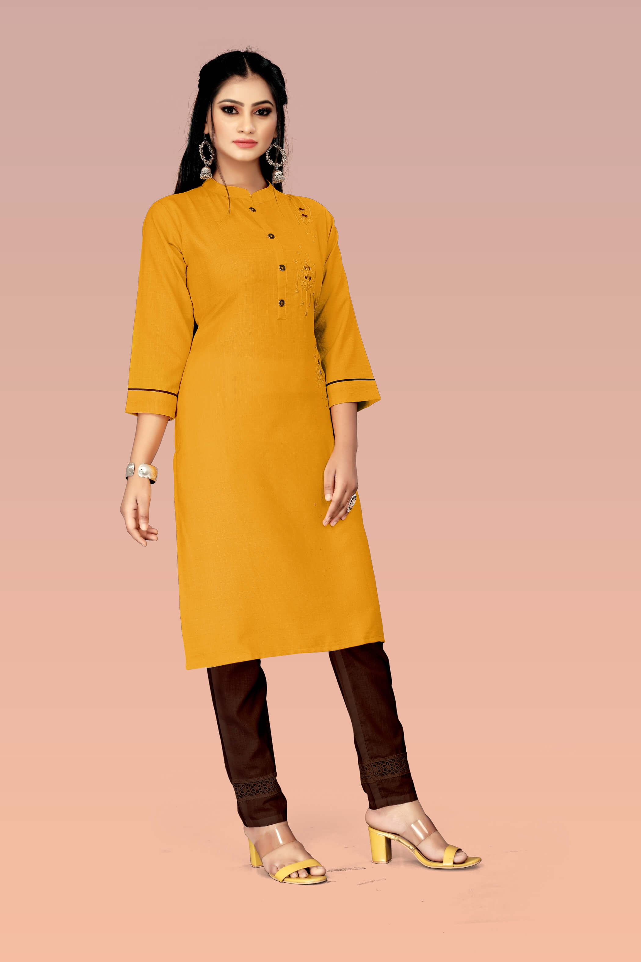 Cotton Embroidery Straight Kurta
