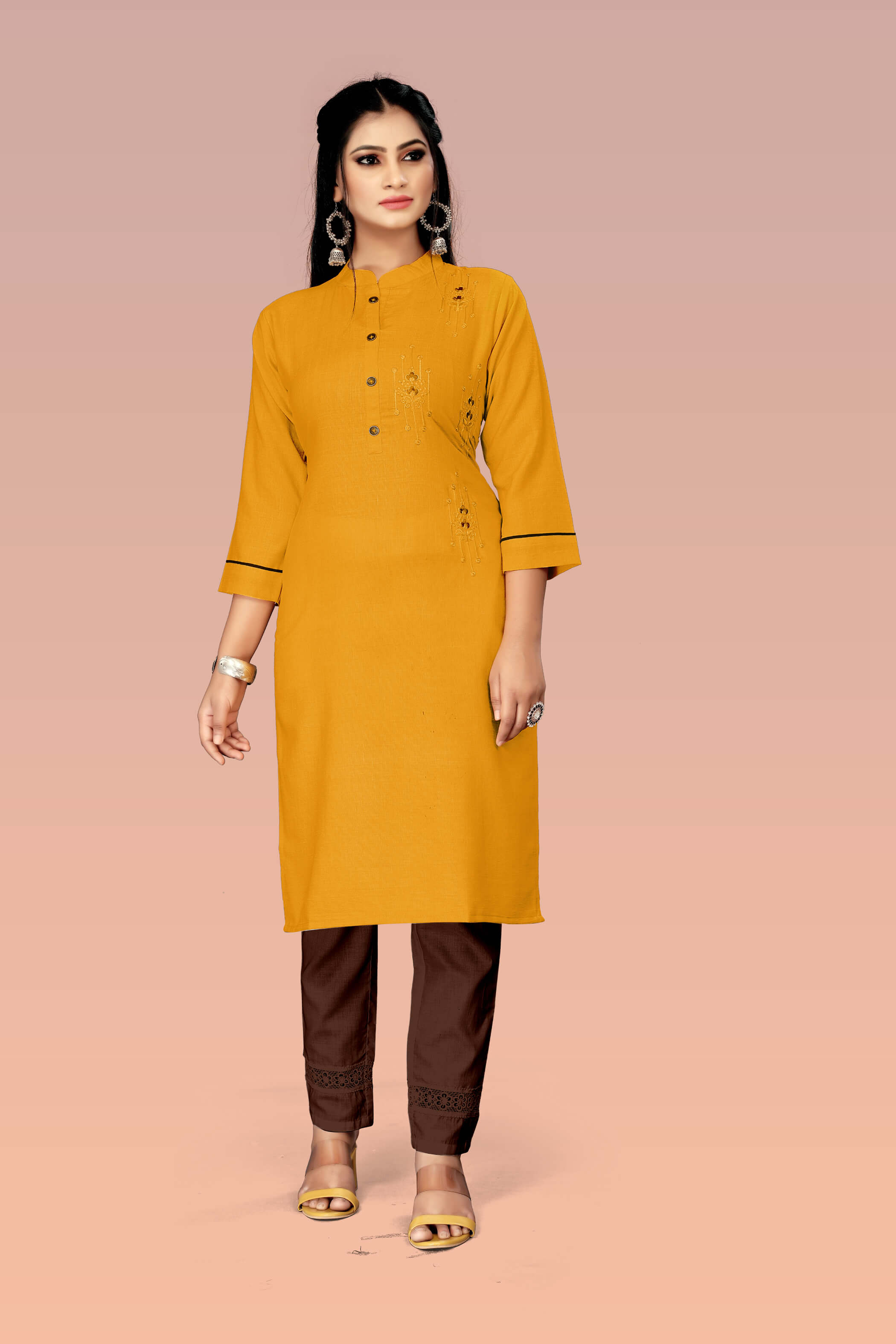 Cotton Embroidery Straight Kurta