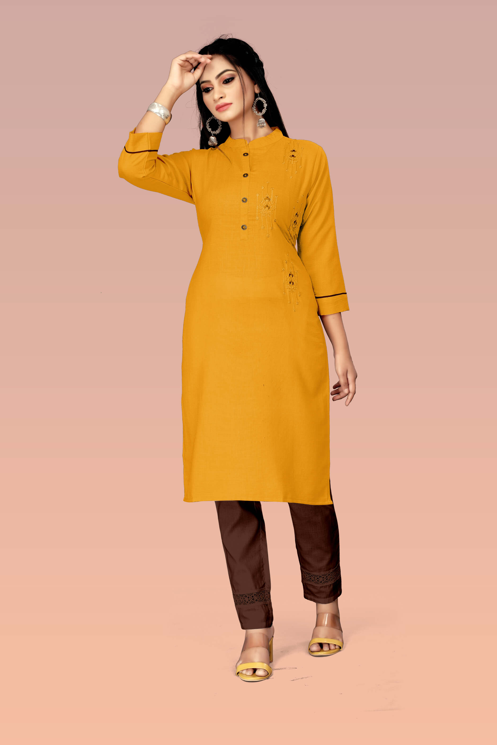 Cotton Embroidery Straight Kurta