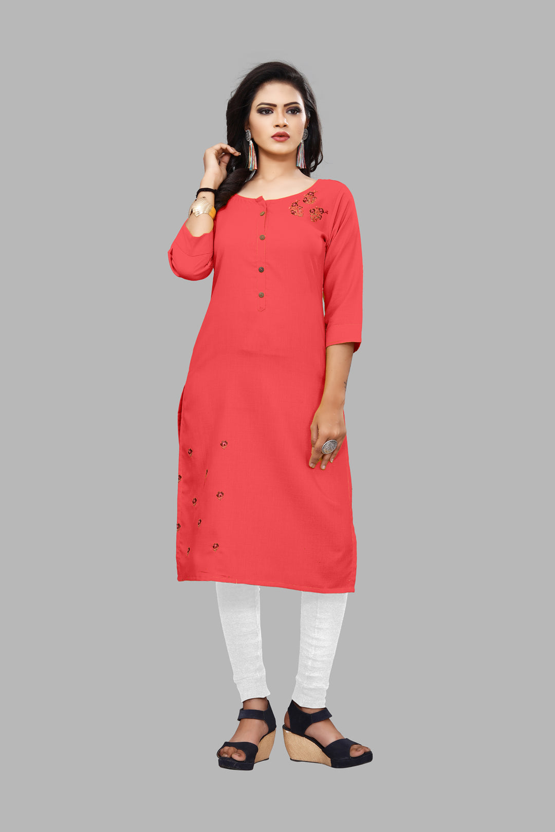 Ruby Cotton Embroidery Gajri Kurta