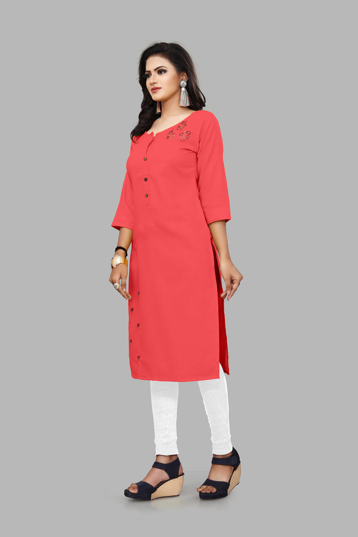 Ruby Cotton Embroidery Gajri Kurta